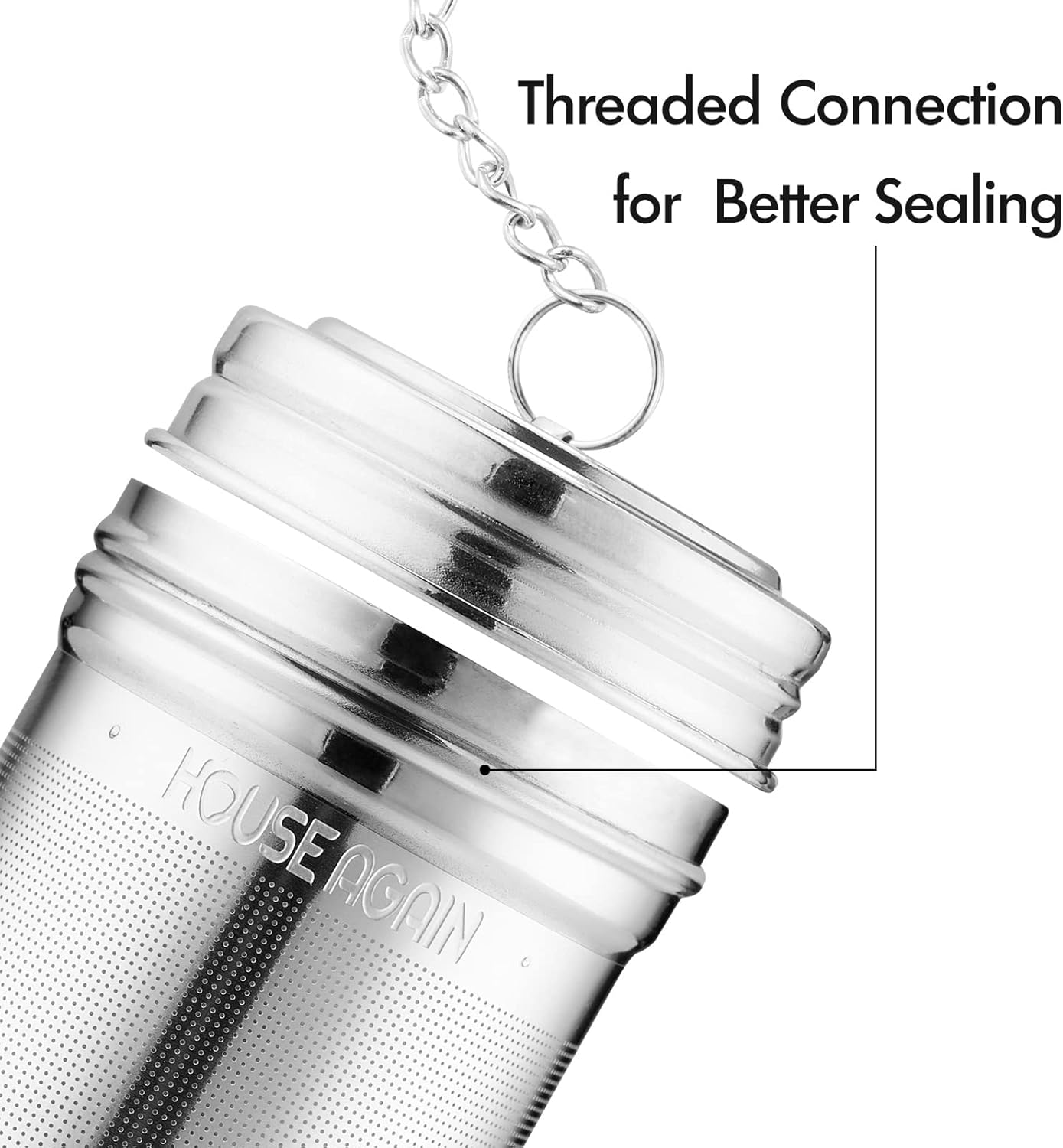 House Again Large Tea Infuser, Extra Fine Mesh Tea Strainers for Loose Tea, 18/8 Stainless Steel Tea Strainer with Extended Chain Hook, Tea Steeper for Brew Tea, Spices & Seasonings, for Multi Cups