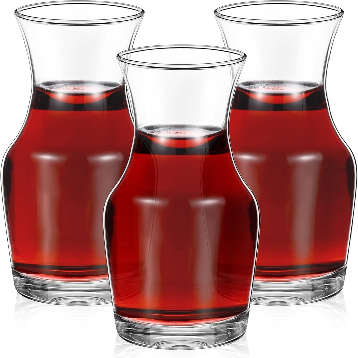 3 Pack Single Serving Wine Carafe Glass Small Mini Carafe Individual Wine Refill Decanter for Dinner Parties Tastings Bars Restaurants (6.5 oz)