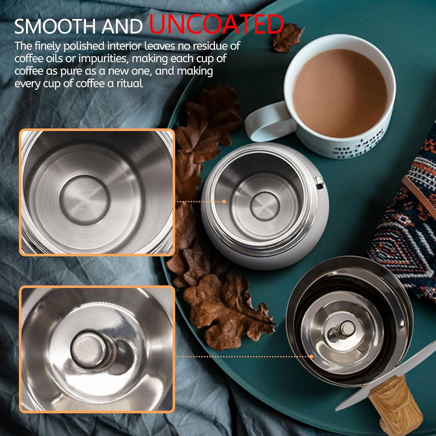 Uncoated 6 Cup Moka Pot 304 Thickened Stainless Steel Coffee Maker Stovetop Espresso Coffeemaker Italian Classic Style Brewing Greca Cafe Mocha Machine for Cafeteras Camping Travel Home 300ml 10oz