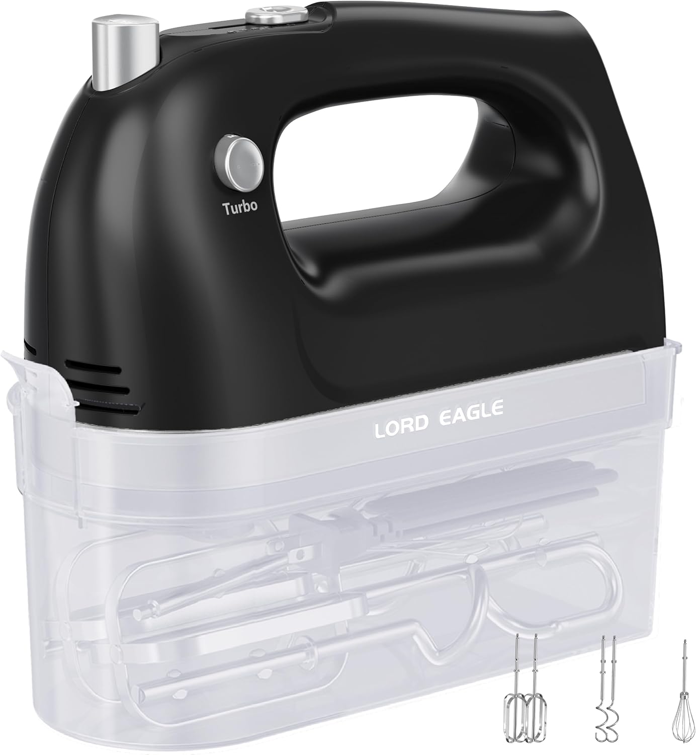 Lord Eagle Hand Mixer Electric 400W, 5 Speed handheld Mixer, 5 Stainless Steel Accessories for Baking Cake Egg Cream Food Beater, Turbo Boost/Self-Control Speed + Eject Button