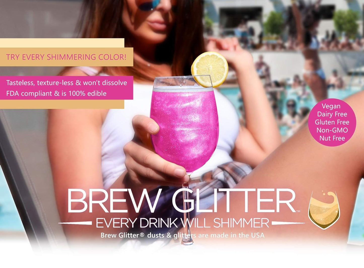 White BREW GLITTER Edible Glitter For Drinks, Cocktails, Beer, Garnish Glitter & Beverages | KOSHER & HALAL Certified | 100% Edible & Food Grade | Vegan, Gluten, Nut Free (45g Shaker, White)