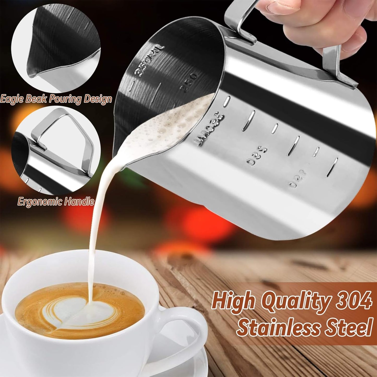 22Pcs Espresso Accessories, 51mm Espresso Tamper Kit, Espresso Machine Accessories Set with Coffee Tamper, WDT Tool, Tamper Mat, Coffee Stirrer, Frothing Pitcher, Latte Art Pen, 16 Coffee Stencils