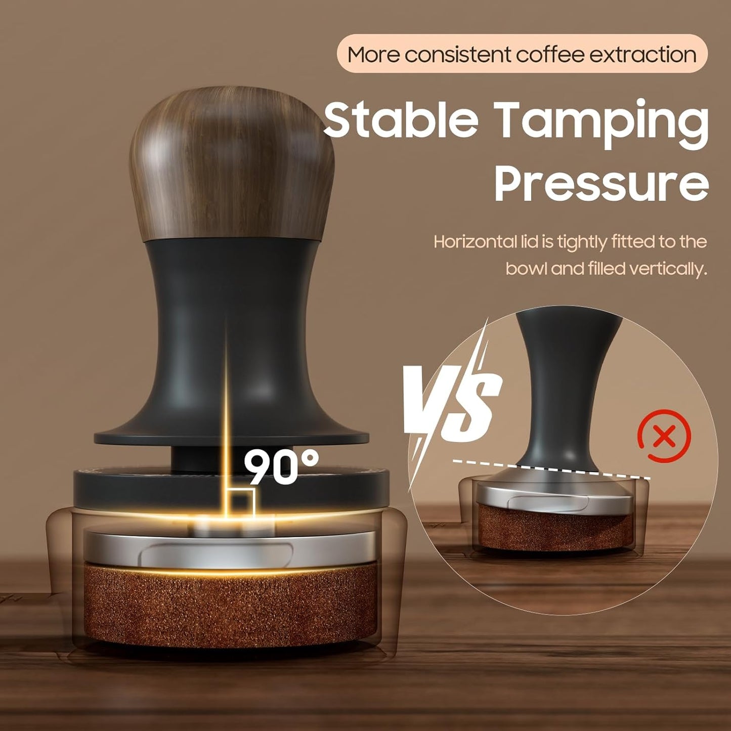 MHW-3BOMBER 51mm Tamper with Sound Feedback Espresso Tamper with 3-Spring Loaded Calibrated Coffee Tamper 30lbs, Flat Base T6182T-OS
