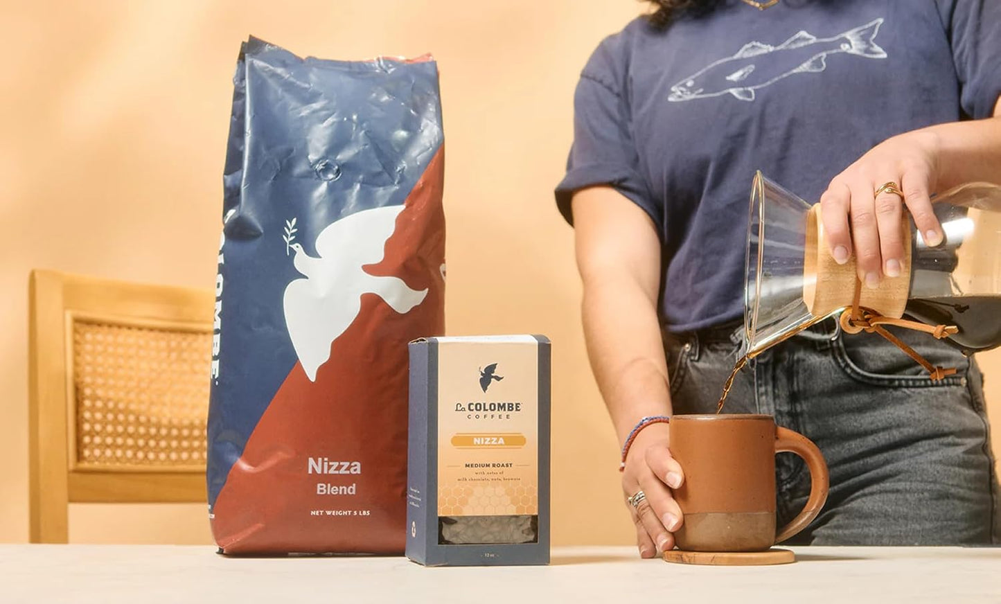 La Colombe Nizza Medium Roast Whole Bean Coffee - Notes of Milk Chocolate, Nuts & Brownie with Honey-Sweet Roasted Nuttiness, 24 Ounce (Pack of 1)