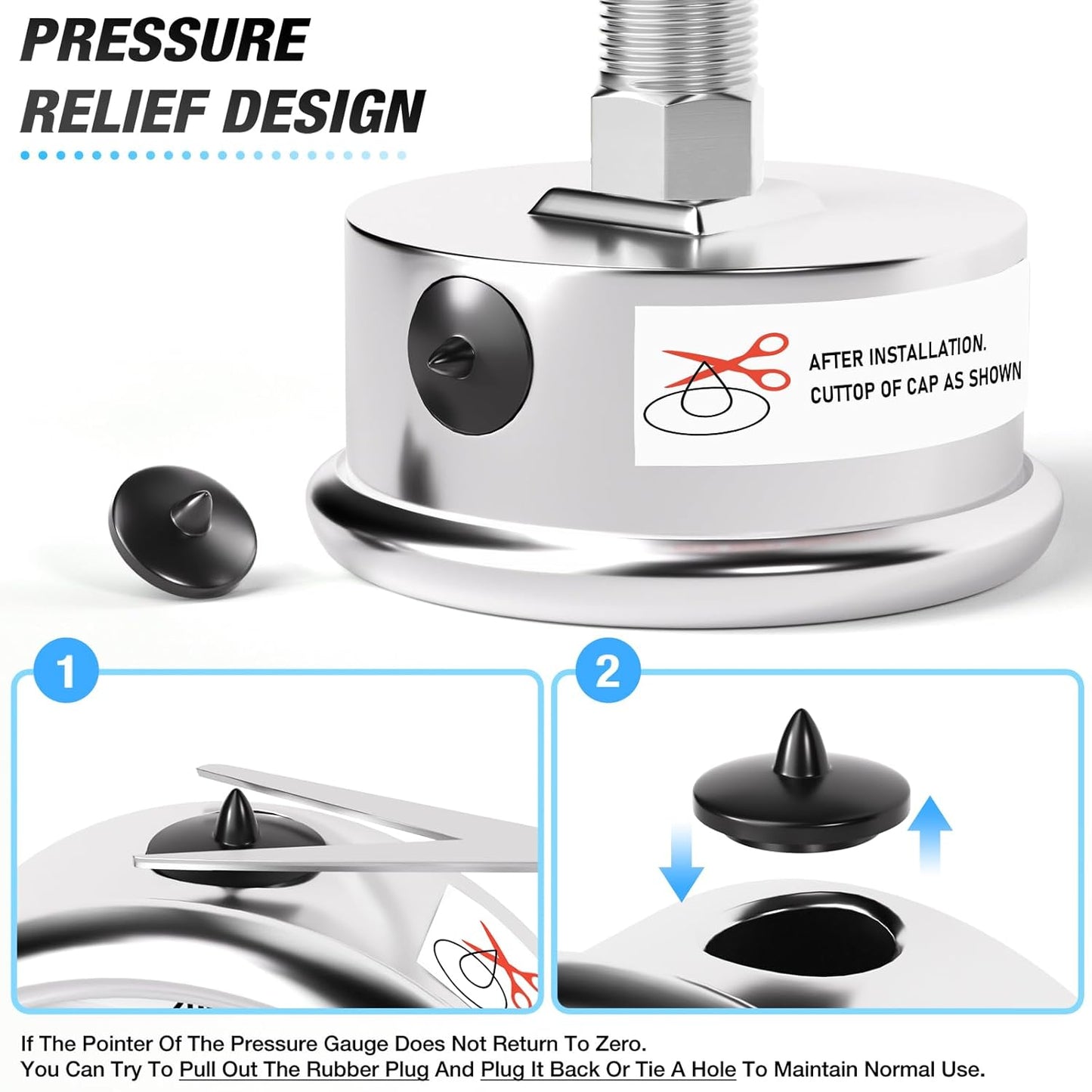 MEANLIN MEASURE 0~100Psi Liquid Filled Pressure Gauge Stainless Steel with 316 Stainless Steel Joint 1/4" NPT 2.5" FACE DIAL for Well Pump Tire Water Pressure Tester Center Back Mount