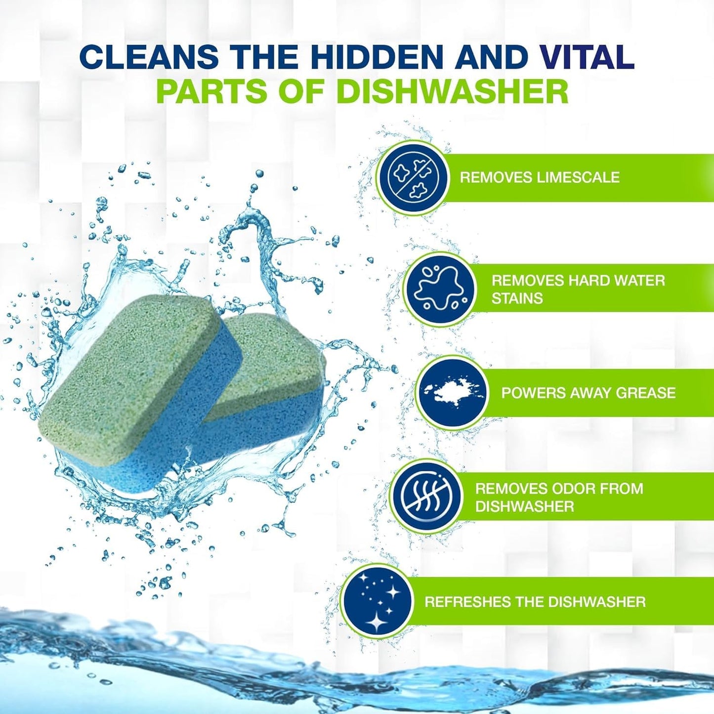 True Fresh Dishwasher Cleaner & Deodorizer Tablets 18-Pack, 20g Each - Powerful Limescale & Odor Removal - Deep Clean for Sparkling Dishwashers - Safe, Effective, and Compatible with All Models