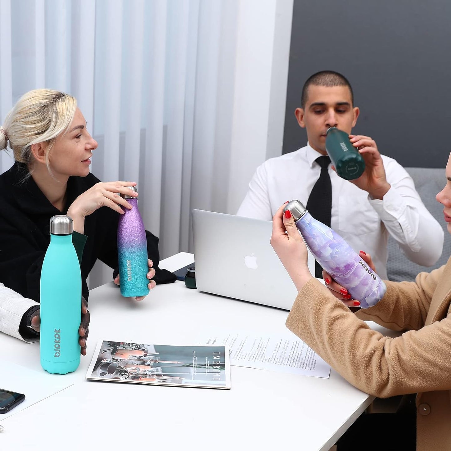BJPKPK Insulated Water Bottles 17oz Stainless Steel Sports Water Bottles Keep Cold for 24 Hours and Hot for 12 Hours,BPA Free,Glitter Purple