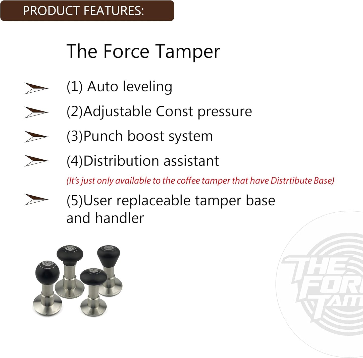 The Force Tamper Automatic Impact Coffee Tamper Adjustable Const Pressure and Autoleveling Extend Set New