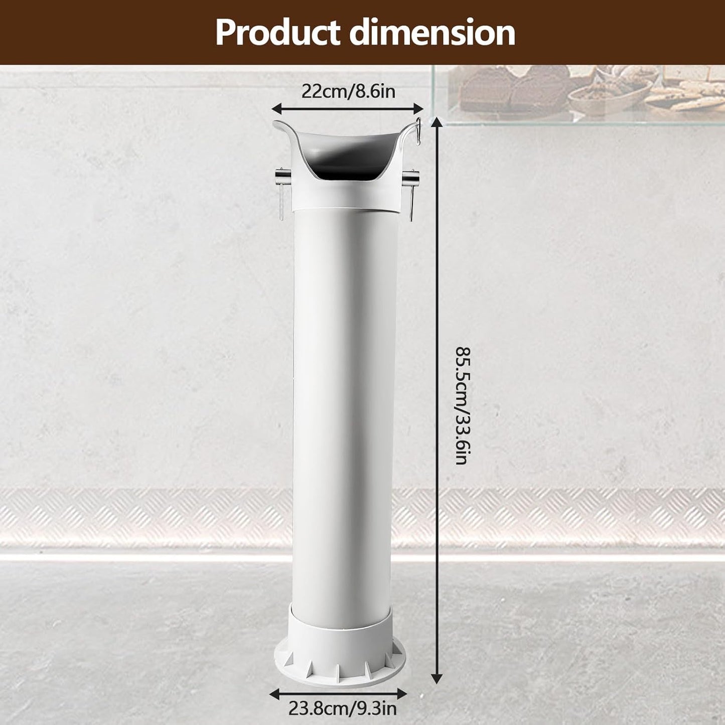 Knock Box for Espresso Grounds, Commercial Floor Standing Barista Style Absorbent Knockbox with Removable Non-Slip Base, Coffee Grind Collection Dump Bin,White