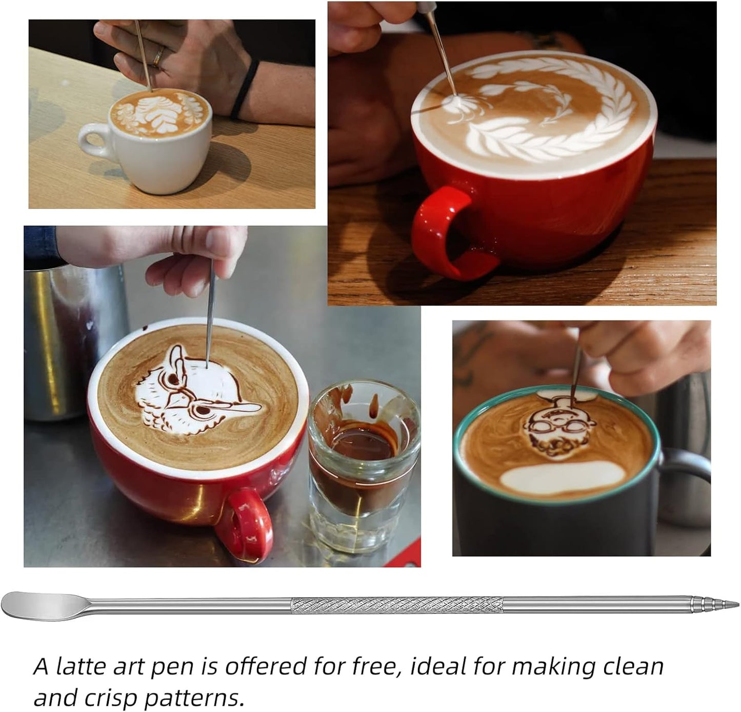 Milk Frother Pitcher 20 OZ，Espresso Milk Frothing Pitcher, Milk Steamer Cup Steaming Pitcher, Stainless Steel Coffee Froth Cup with Latte Art Pen for Coffee Cappuccino (Silver)