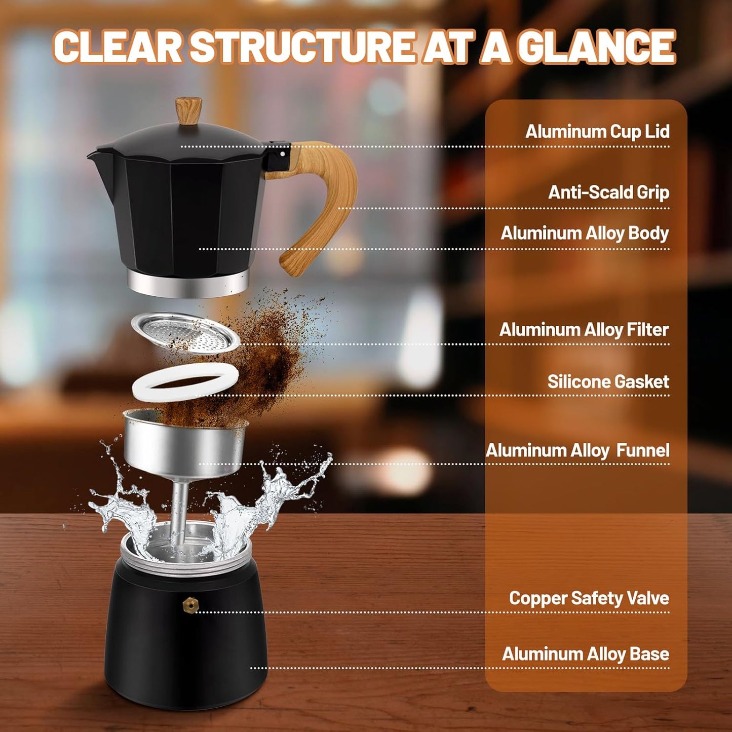 9 Cup Aluminum Espresso Stovetop Moka Pot Express Coffee Maker Percolator Italian Classic Mocha Coffee Machine for Italian and Cuban Cafe Brewing for Home & Camping 450ml 15oz