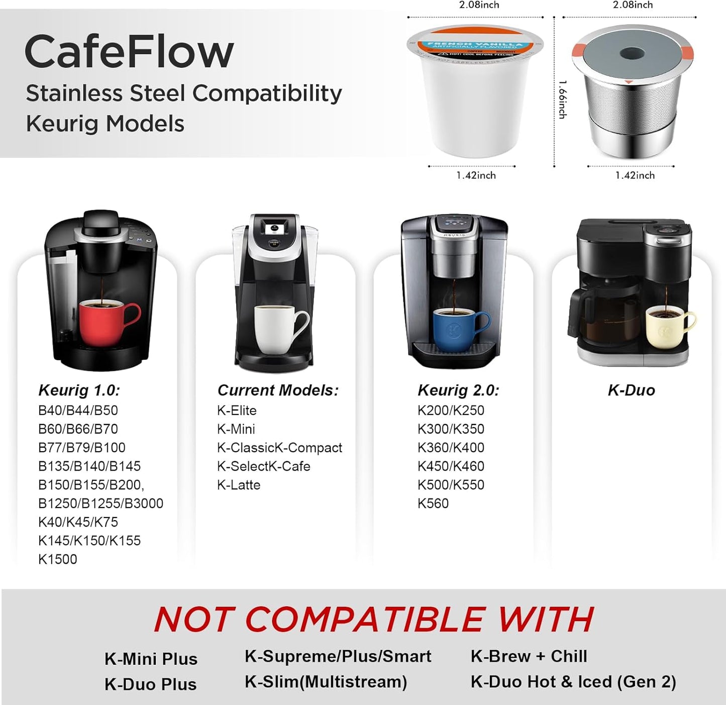 Reusable k Cup Coffee Filters,Universal stainless steel Refillable k Cups Filter Use for Keurig 2.0 and 1.0 Coffee Makers-brewers (6pack)