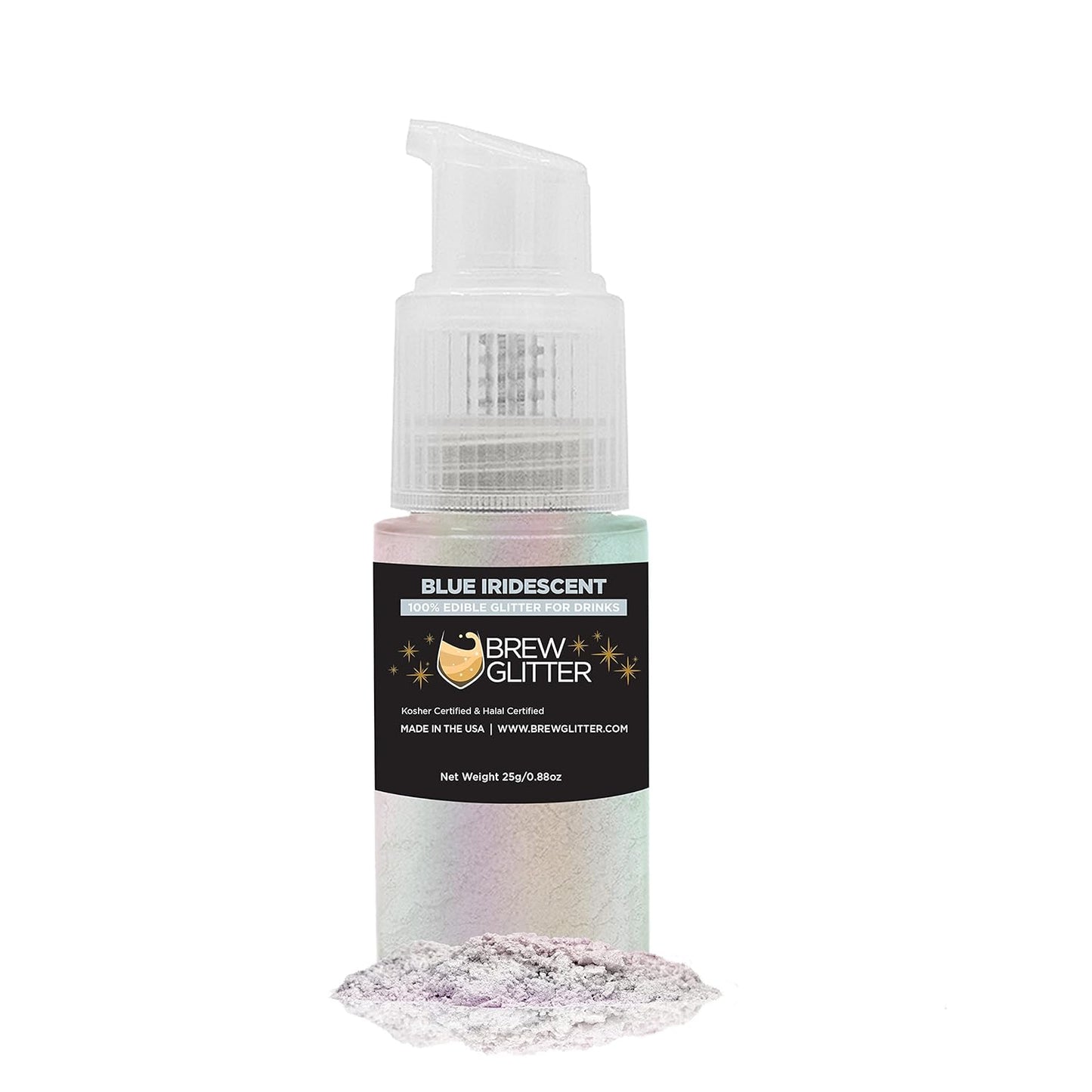 Blue Iridescent Brew Glitter Edible Glitter for Drinks, Cocktails, Beer, Garnish Glitter & Beverages | 100% Edible & Food Grade | Vegan, Gluten, Nut Free (25g Spray Pump, Blue Iridescent)