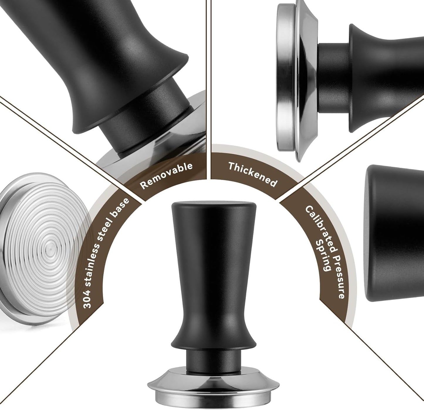24pcs Espresso Tamper Set, Barista Tools Kit for Coffee Machine, Spring-Loaded 304 Stainless Steel Base 30lbs Coffee Calibrated Tamper Tools for Enjoying cafes Home Office hotels (51mm)