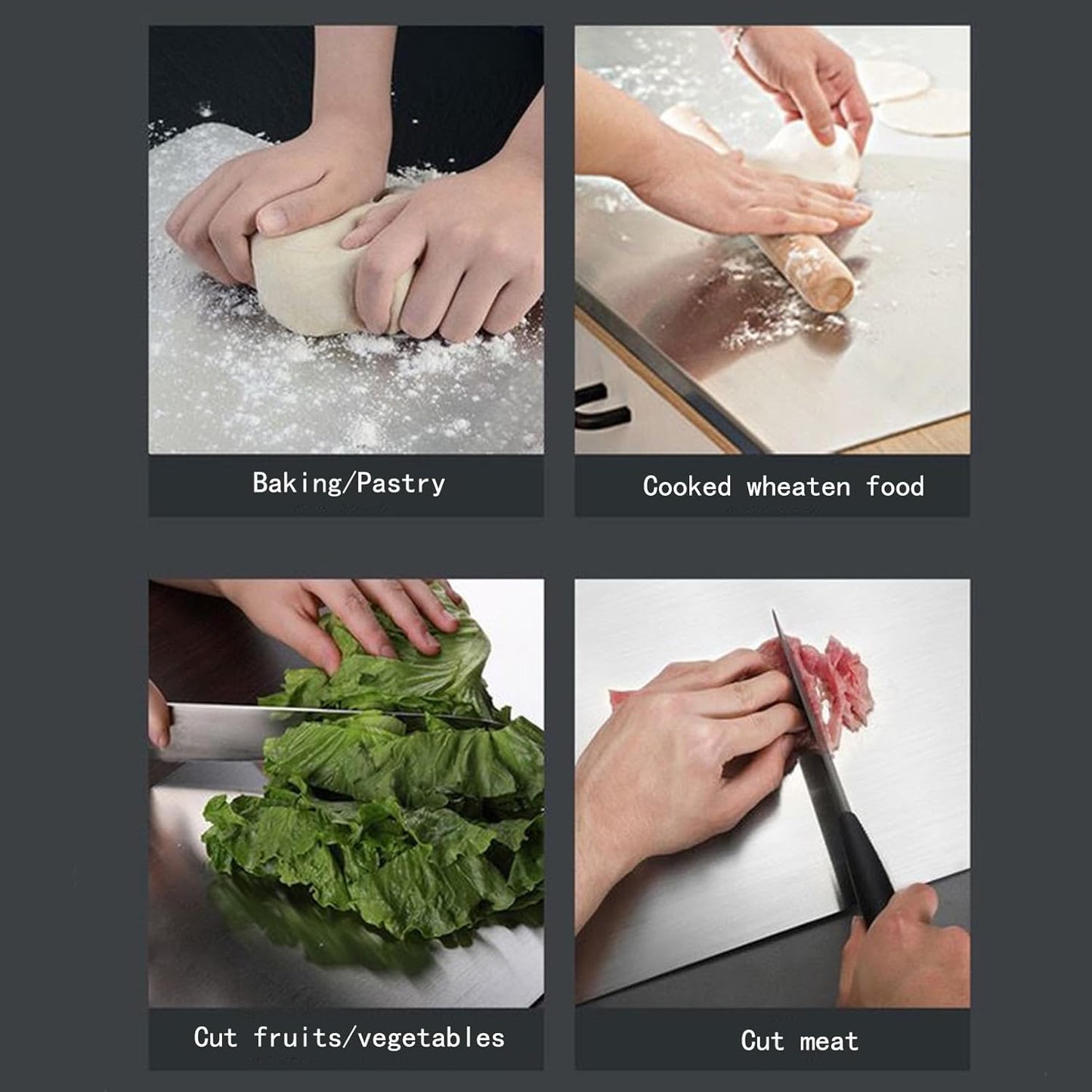 Stainless Steel Cutting Boards for Kitchen,Baking Board,Pastry Board,kneading Panel - Suitable for Cutting Vegetables, Fruits, Meat,bread - Easy To Clean and Store (60x40cm/23.6x15.7in)