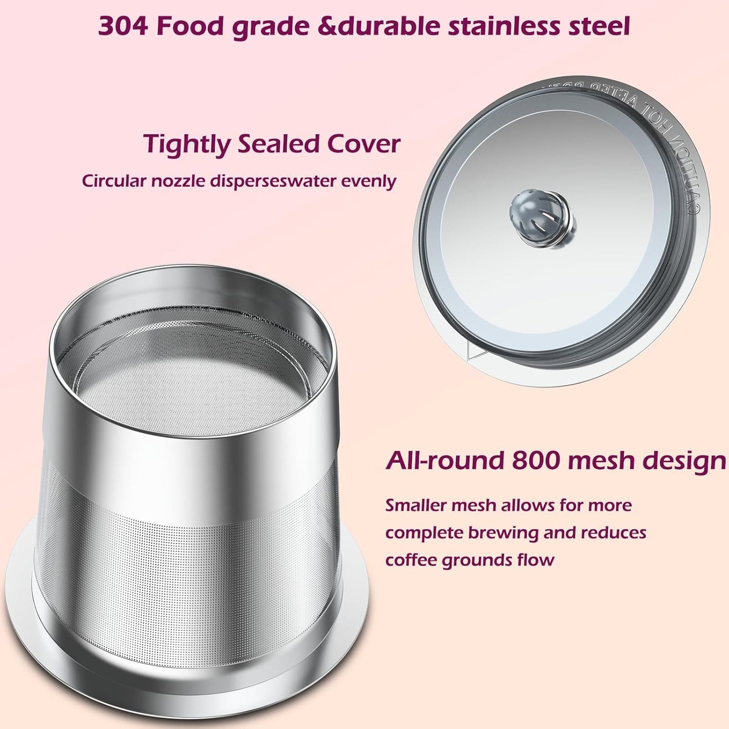 Reusable K Cups for K eurig, Universal Stainless Steel K Cup Reusable Coffee Pods Compatible for K eurig 1.0 & 2.0 Coffee Makers,Eco-Friendly, BPA-Free (2 Pack)
