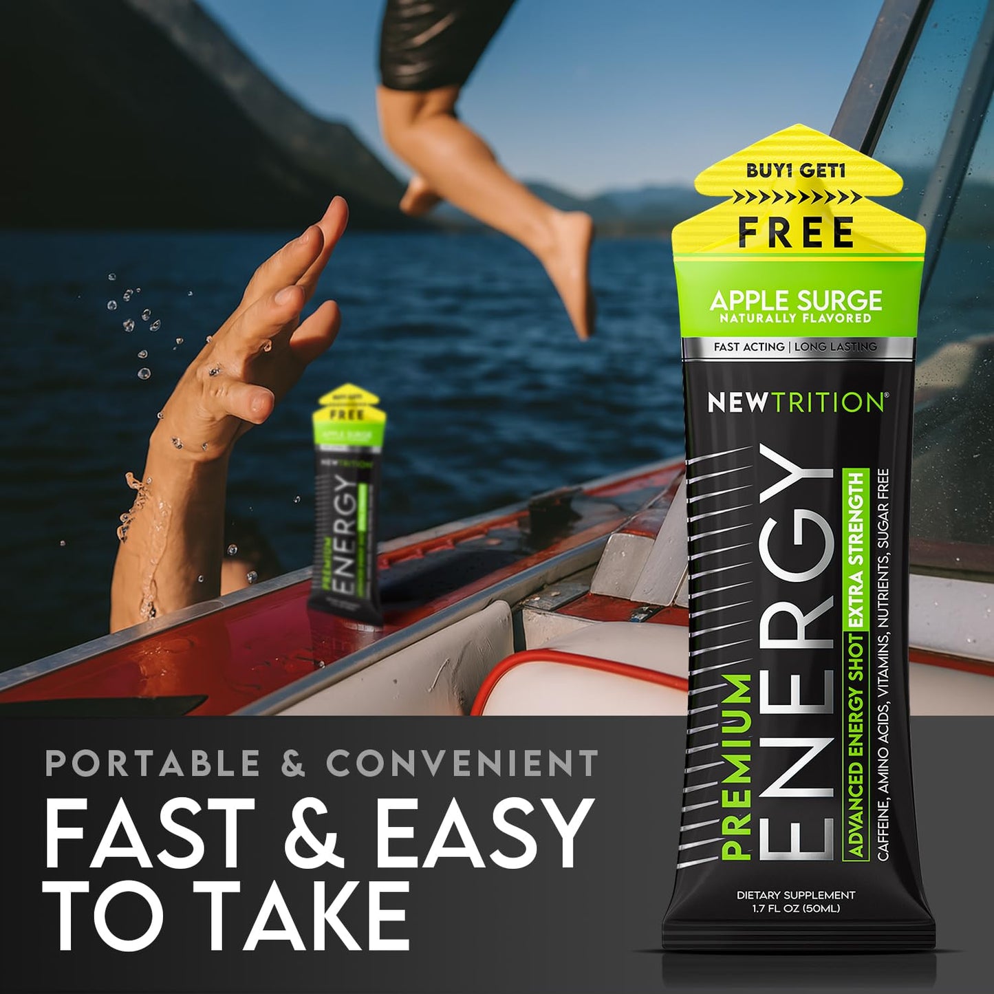 NewTrition® Extra Strength Energy Shots, 250mg Caffeine Energy Shots with Vitamin B & Amino Acids, Sugar-Free Vitamin Energy Shot, 1.7 fl oz (Pack of 24, 4 Flavors-Mixed-2)