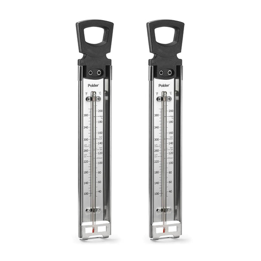 Polder Candy/Jelly/Deep Fry Thermometer, Stainless Steel, with Adjustable Sliding Pot Clip Attachment and Quick Reference Temperature Guide