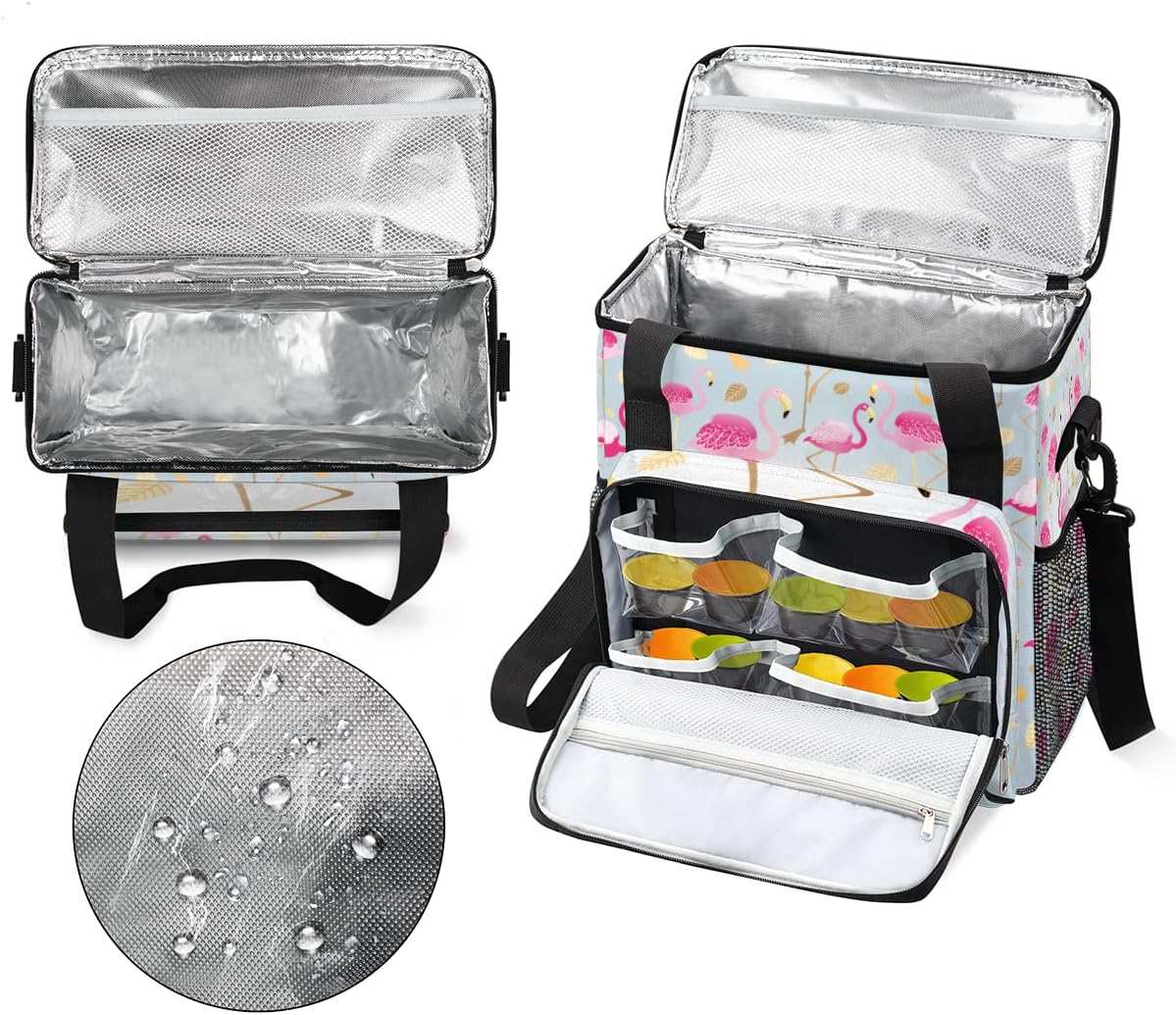 Animal Pink Flamingos Coffee Maker Carring Bag Travel Storage Tote Bag Compatible with Keurig K-Mini or K-Mini Plus Portable Single Serve Coffee Brewer Case with Pockets for K-cup Pods