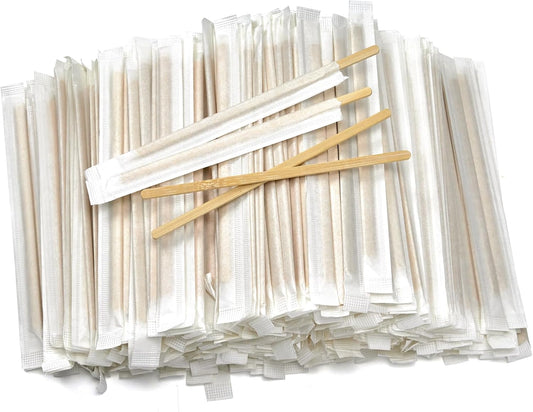 1000Pcs Bamboo Coffee Stirrers Individually Wrapped ? Coffee Stir Sticks 5.5 Inch, Stir Sticks For Coffee Bar, Disposable Stir Sticks for Coffee and Cocktail