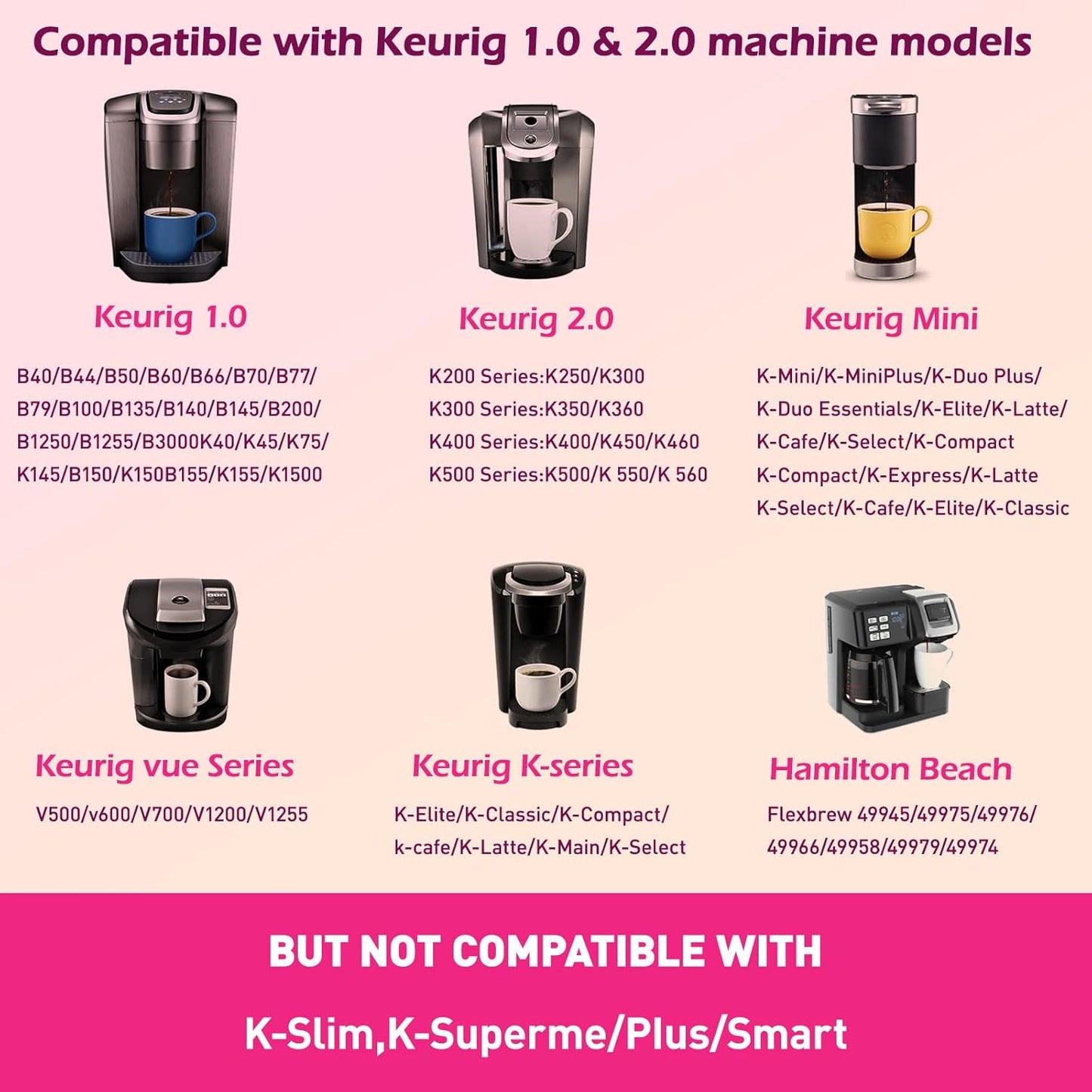 Reusable K Cups for K eurig, Universal Stainless Steel K Cup Reusable Coffee Pods Compatible for K eurig 1.0 & 2.0 Coffee Makers,Eco-Friendly, BPA-Free (2 Pack)