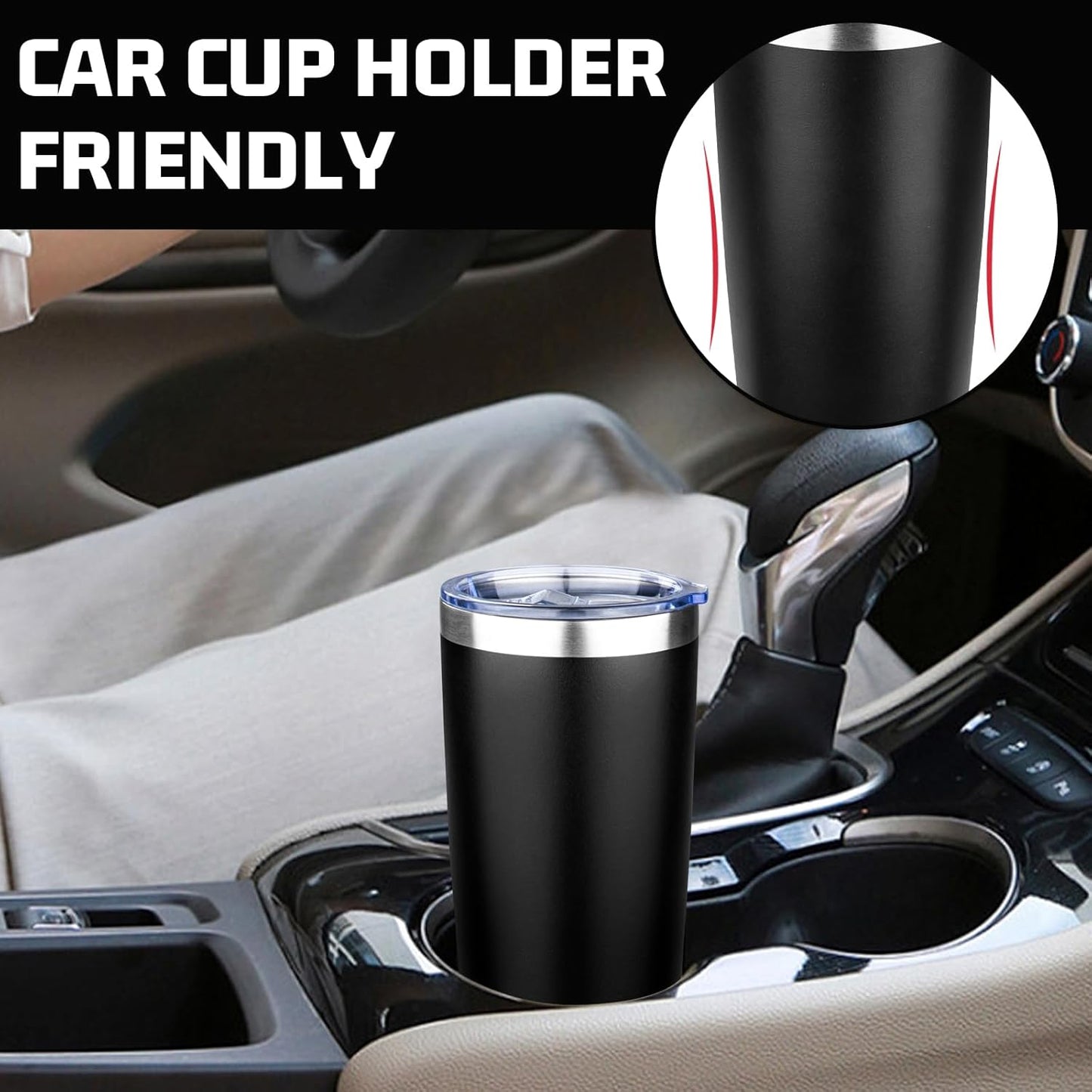 20oz Tumbler with Lid Double Wall Vacuum Insulated Travel Coffee Mug Stainless Steel Thermal Cup Powder Coated Sturdy Coffee Tumbler Bulk for Hot and Cold Beverages (Black-Glacier-Purple-White,4)
