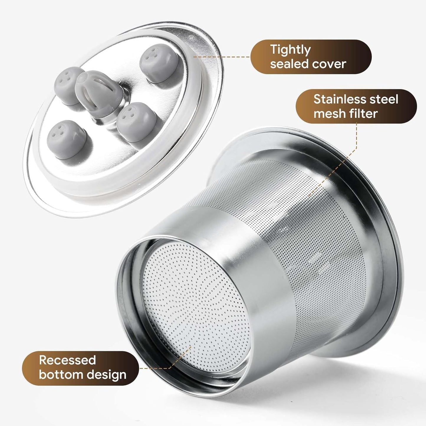 Stainless Steel Reusable K Cups for K eurig Supreme & Supreme Plus, Reusable K Cups Five Hole Universal K-eurig Refillable Coffee Pod Filter (3 Pack)