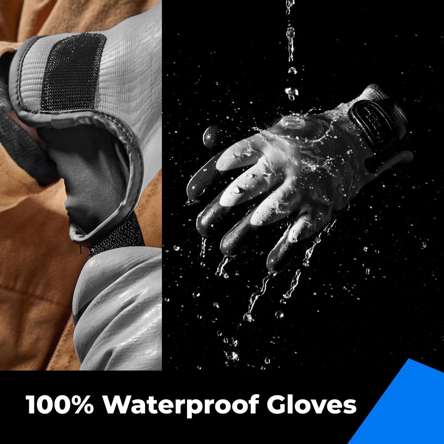 100% Waterproof Gloves for Men and Women, Winter Work Gloves for Cold Weather, Touchsreen, Thermal Insulated Freezer Gloves, With Grip, Grey, Medium