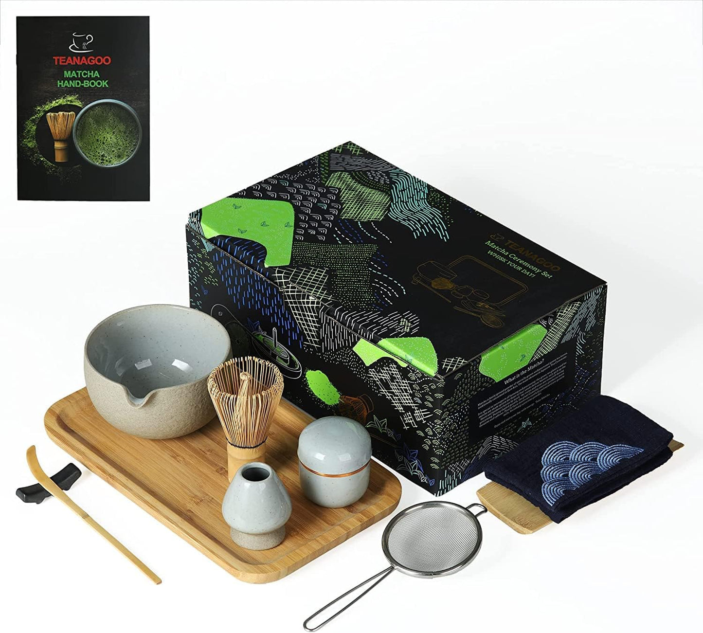 TEANAGOO Matcha Whisk Set,10 Pcs Matcha Set,Matcha Kit for Ceremony,Matcha Tea Set for Making Breakfast/Latte,Matcha Whisk Set and Bowl with All Accessories,Gift for Matcha Lover/Friend/Family