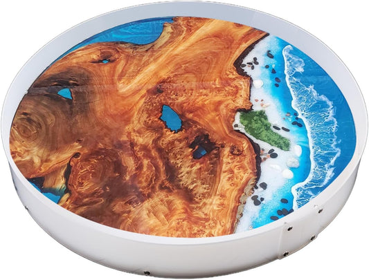 Resin Mold Large Round Deep -Kalinta 24inch Reusable Epoxy Round Molds for Resin Clock, Serving Tray Board, End Table£¬Floral Preservation Bouquet