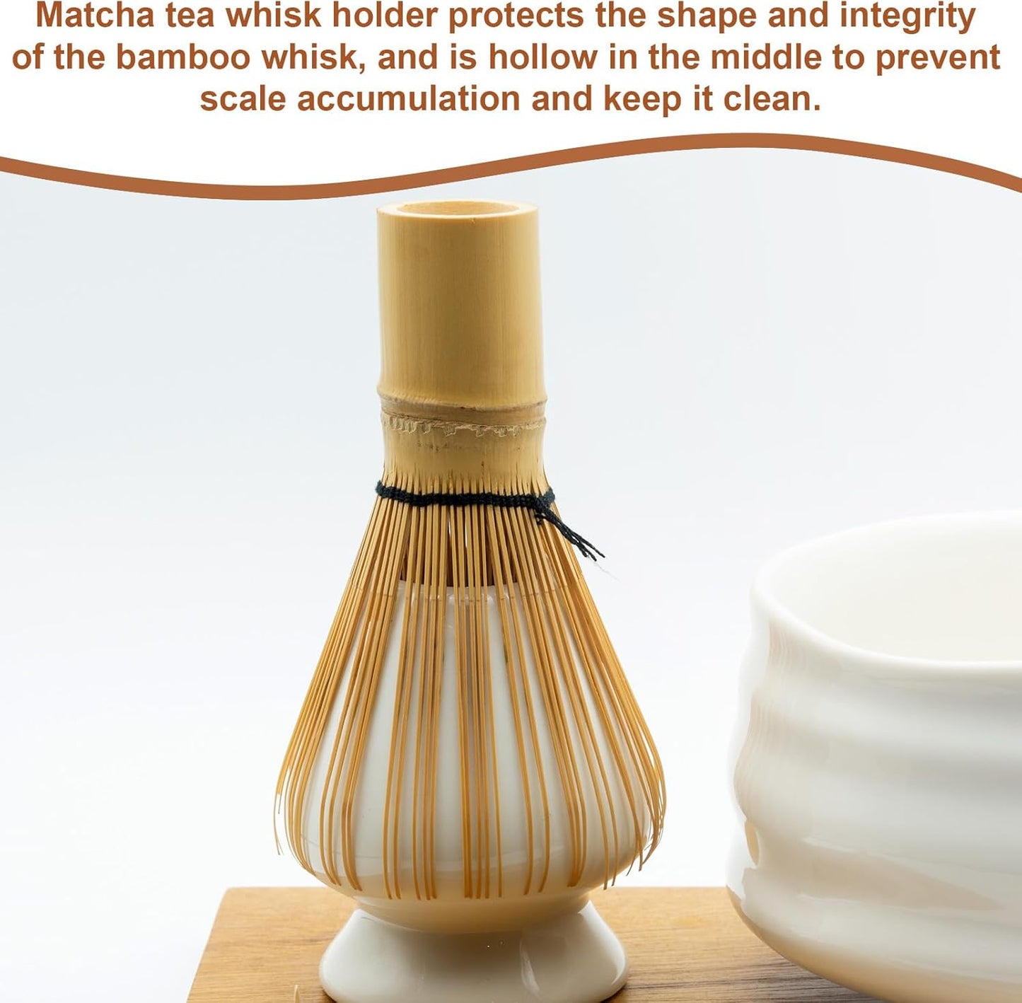 HARFINGTON Ceramic Chasen Stand 73mm Matcha Whisk Holder Teas Set Whisks Stand Traditional Matcha Tea Chasen Holder Tea Set Accessories for Tea Tasting, Yellow White
