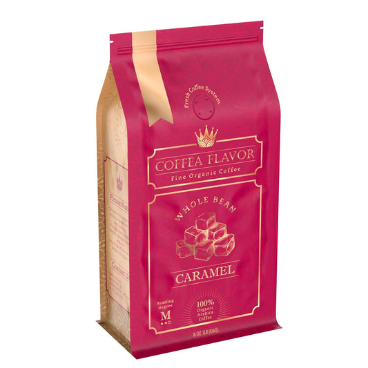 Caramel Flavored Whole Bean Coffee – 100% Arabica, Single Origin, Medium Roast, Naturally Sweetened, Velvety Smooth Flavor – by Coffea Flavor