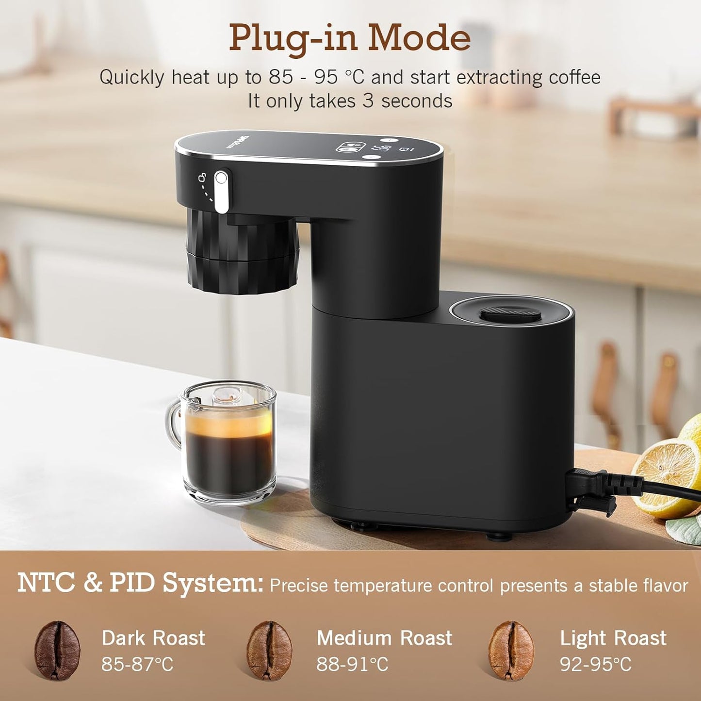 SIMPLETASTE Espresso Machine 20 Bar, Portable Multifunction Coffee Maker with Hot and Cold Brew, Dual Power Options, 6.1oz Water Tank, Single Serve Brewer for Travel, Camping, Office, Home