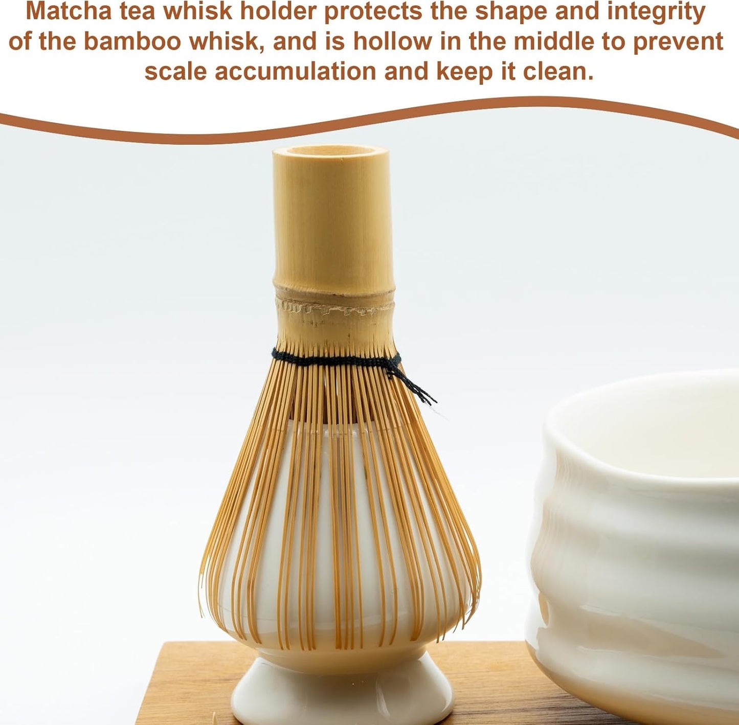 HARFINGTON Ceramic Chasen Stand 70mm Matcha Whisk Holder Teas Set Whisks Stand Traditional Matcha Tea Chasen Holder Tea Set Accessories for Tea Tasting, Earth Yellow