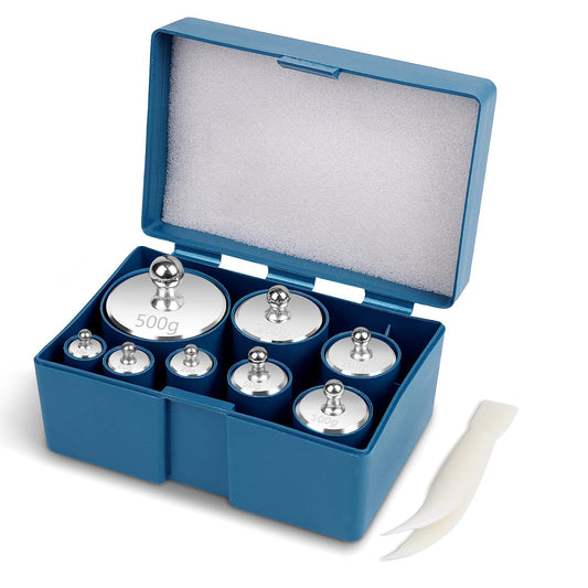 QP Calibration Weights 1000g, 8PCS OIML Class M1 High Precision Scale Calibration Weight Set, 10g 20g 50g 100g 200g 500g Calibration Weight with Tweezers for Digital Scale, Gram Scale, Lab Scale