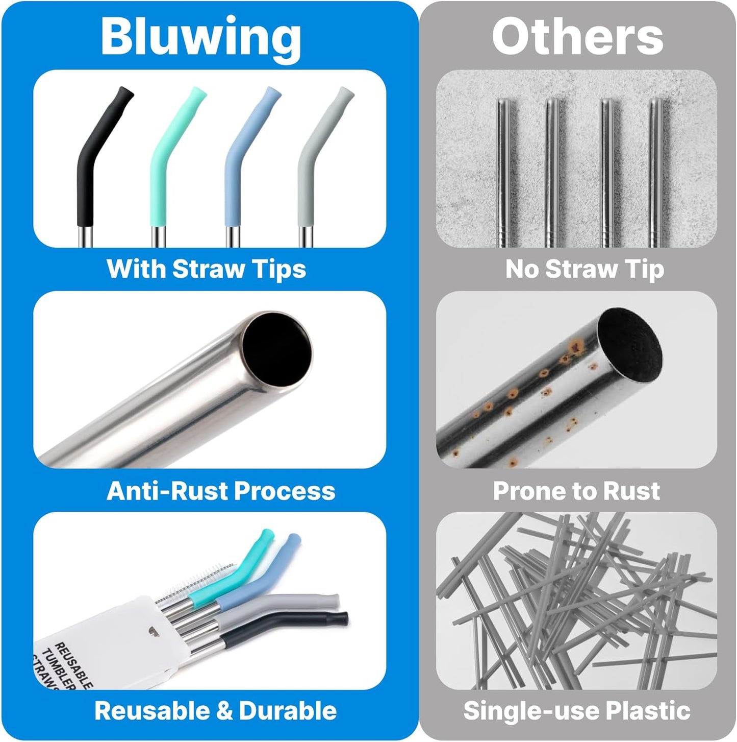 Stainless Steel Straws for 42 oz YETI Tumbler, 4 Pcs Metal Straws Reusable with Silicone Tip for 42 oz YETI, 30oz Stanley Cup(Color 1)