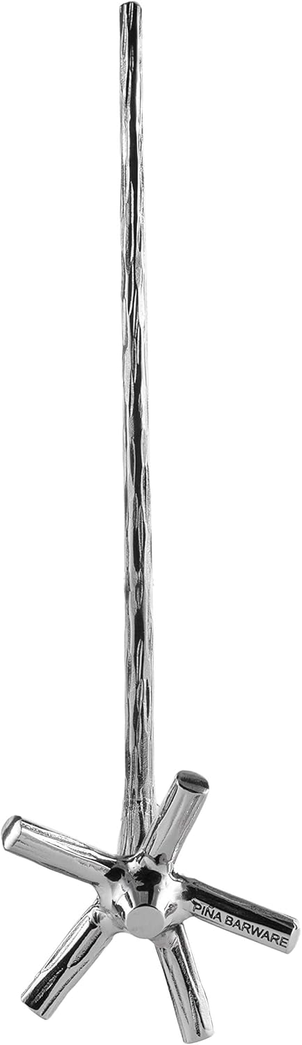 Pi?a Barware Swizzle Stick Stirrer - Stainless Steel with Handmade Wood-Grain Finish (Regular Width, One Swizzle Stick)