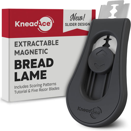 Upgraded Magnetic Bread Lame, Professional Dough Scoring Tool with Extractable Blade, Sourdough Bread Tool for Baking, Includes Scoring Pattern Booklet & 5 Replaceable Razor Blades