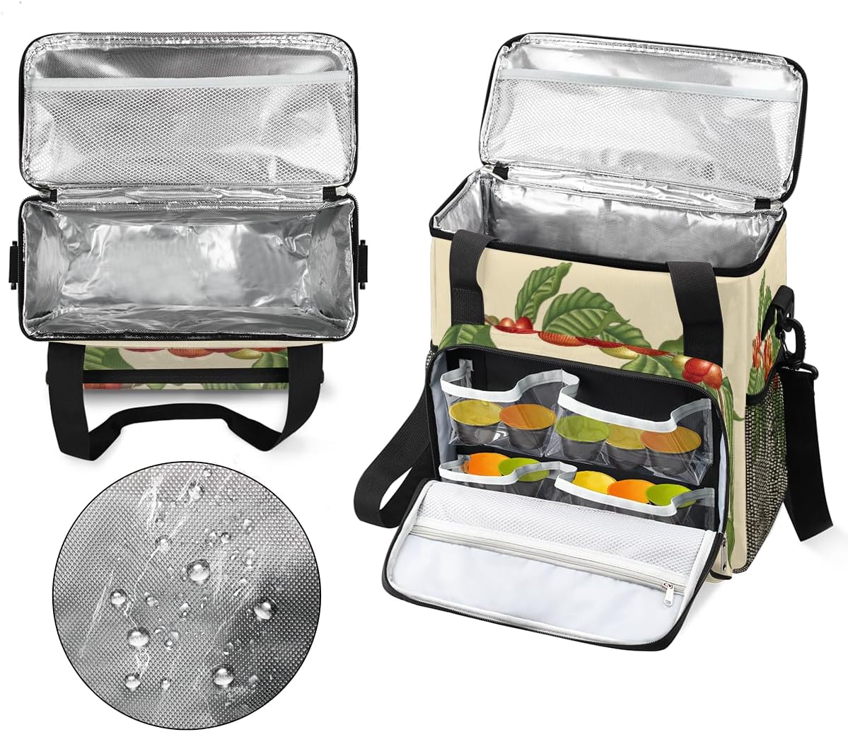 Coffee Tree Coffee Maker Carring Bag Coffee Leaf Bean Travel Carrying Storage Tote Bag Compatible with Keurig K-Mini or K-Mini Plus Portable Single Serve Coffee Brewer Case with Pockets for K-cup Pods