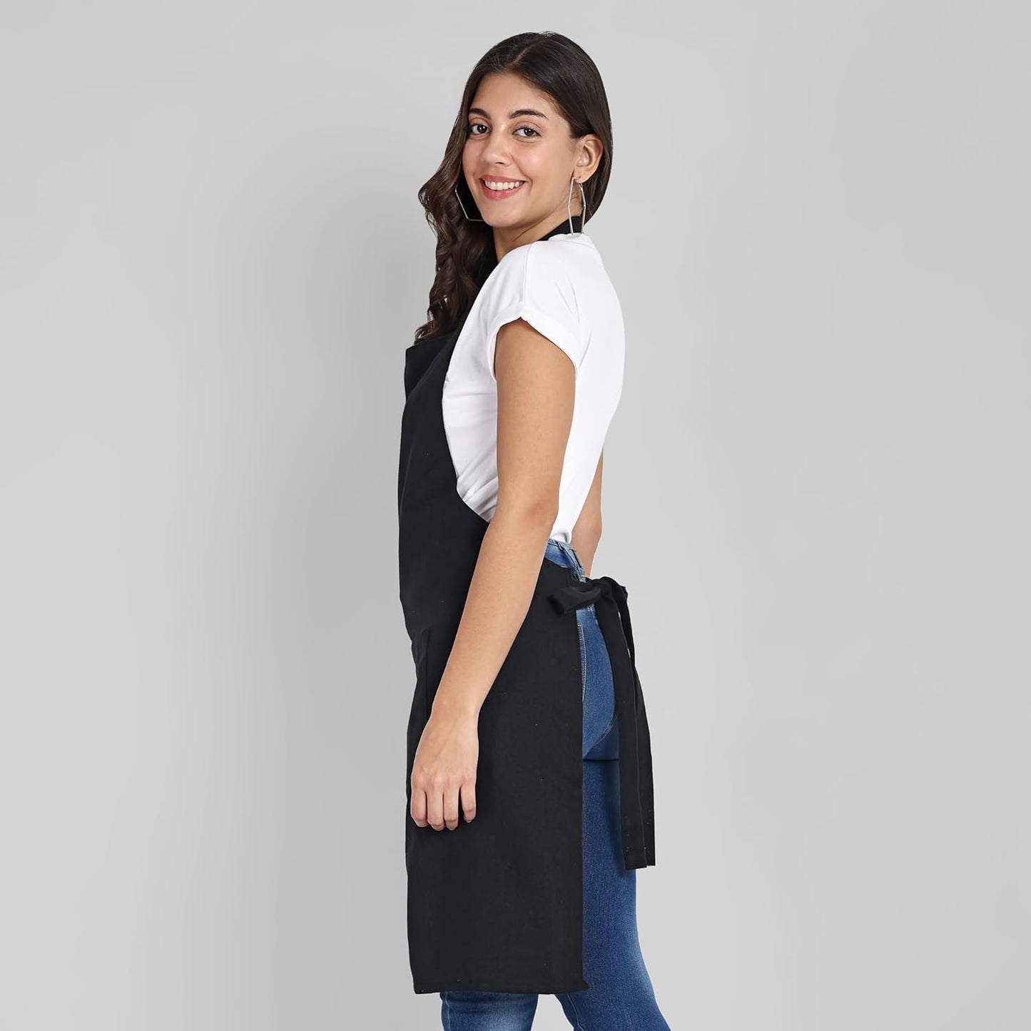 Chef Apron, Recycled Cotton Kitchen Apron with an Adjustable Neck with Long Ties, for cooking, baking