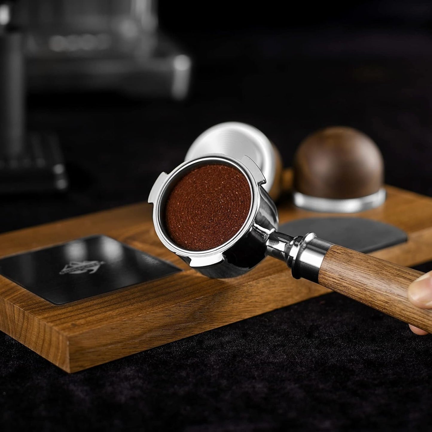 51mm Espresso Bottomless Portafilter with 3 Ear | Fits De’Longhi EC680 / EC685 Espresso Machine | Stainless Steel Basket and Walnut Handle | Espresso Accessories