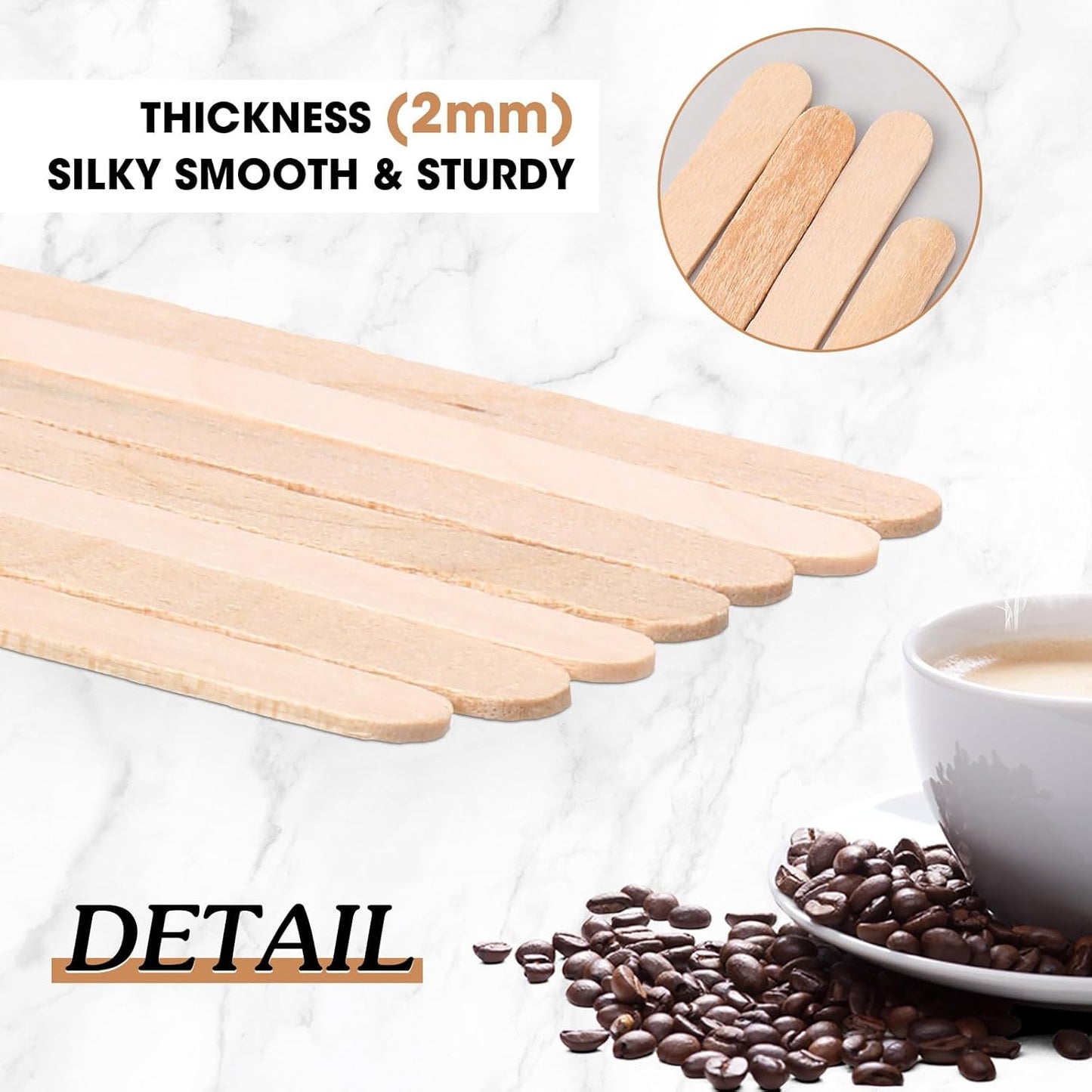 Meanplan 4000 Pack Birch Wood Coffee Stir Sticks 7 Inch Disposable Wooden Coffee Stirrers Bulk Long Tea Stirring Stick Round End Swizzle Beverage Mixer for Cocktail Hot Chocolate Drink Summer