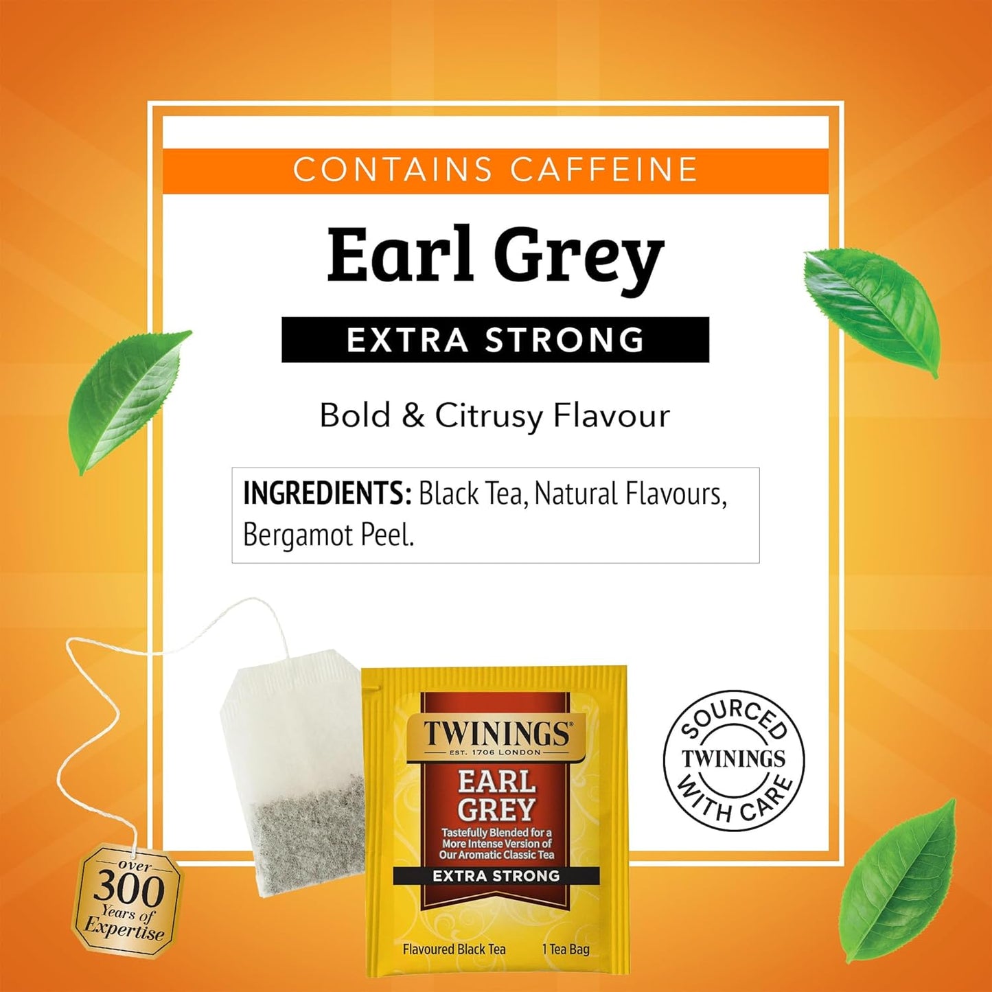 Twinings Earl Grey Extra Strong Black Tea Individually Wrapped Bags, 20 Count (Pack of 1), Flavoured with Citrus and Bergamot, Caffeinated, Enjoy Hot or Iced, 20 Teabags