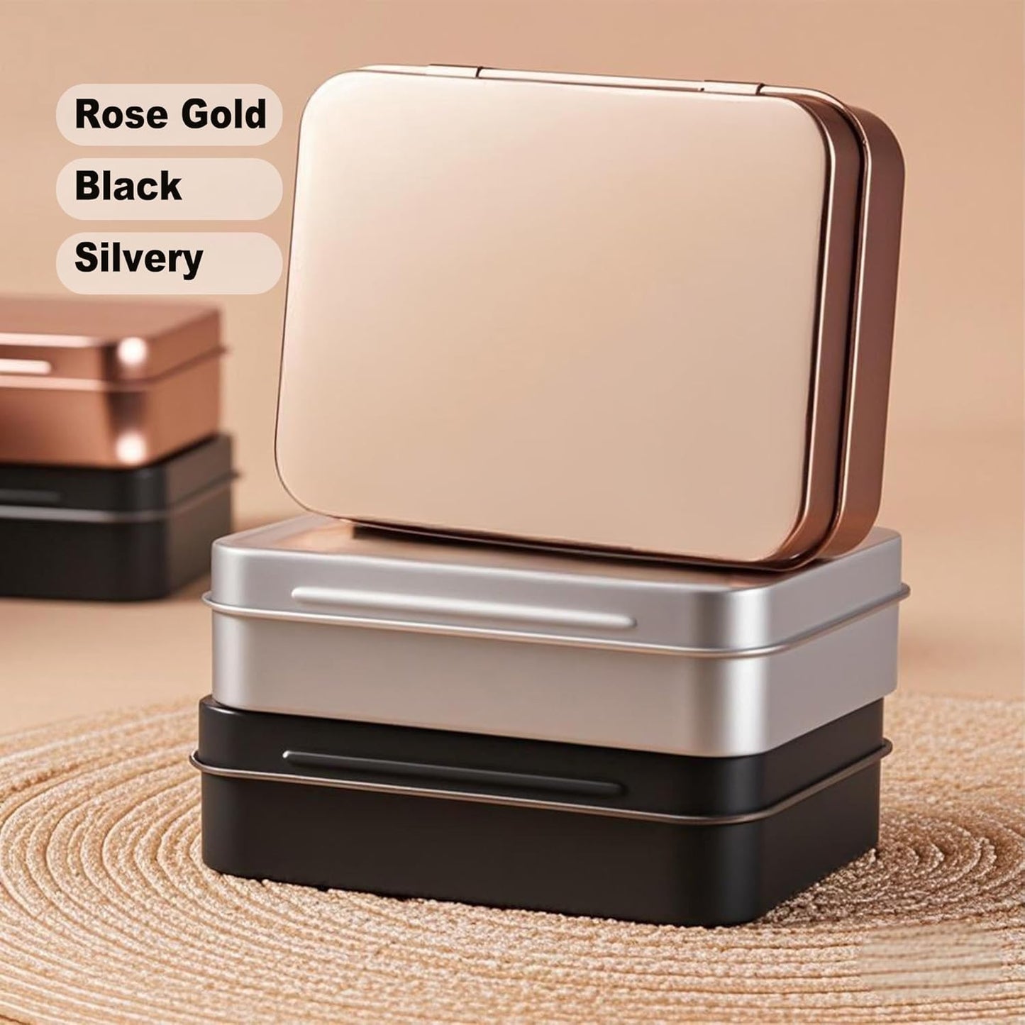 Small Metal Box With Lid-Cookie Tins Metal Tins With Lids Lens Wipes Storage Container Mini Portable Box,Empty Hinged Tin,For Organize Mint Candy Jar,Sewing Tools,DIY Gift Boxes(6 Pcs Silvery)
