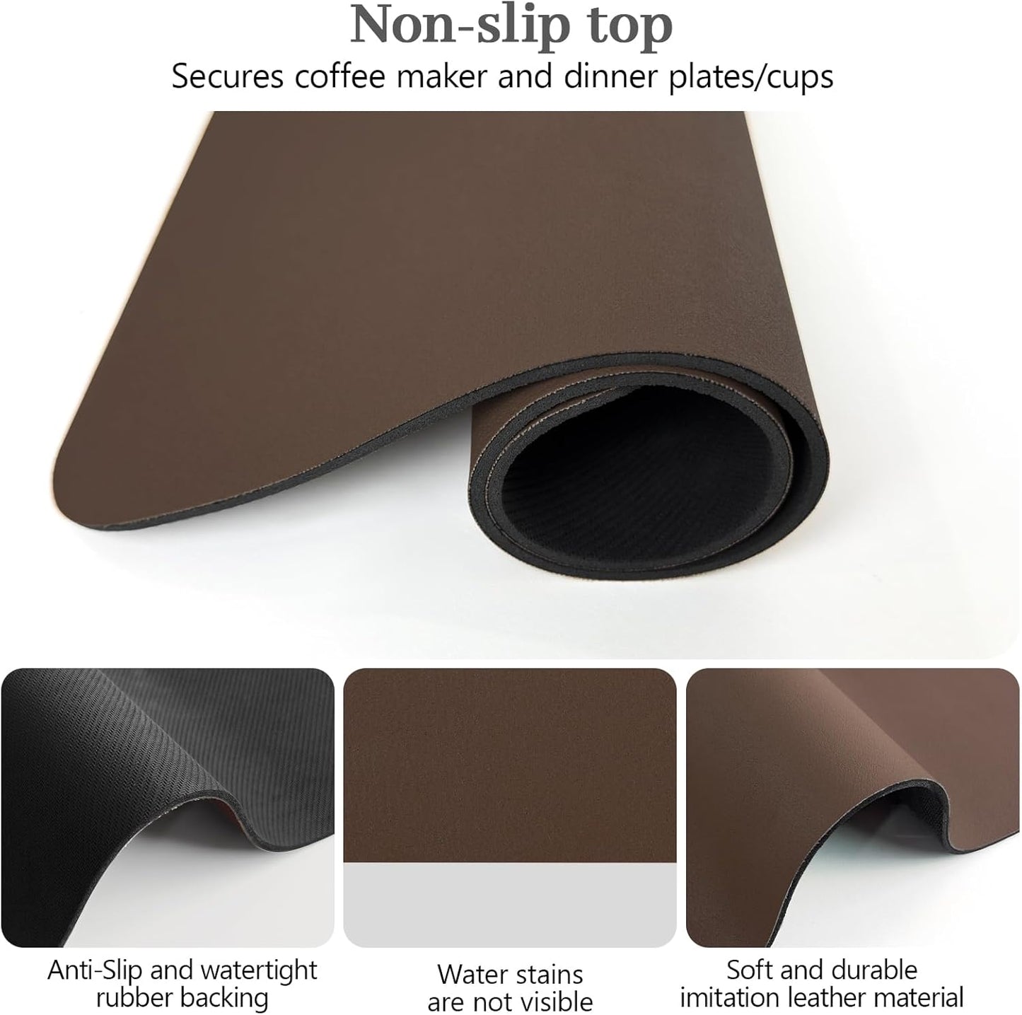 Bloss Absorbent Coffee Mat, Dish Drying Mat for Kitchen Counter Coffee Bar Accessories Espresso Machine, Dish Drainer/Home Improvement(16.1"x24.1", Brown)