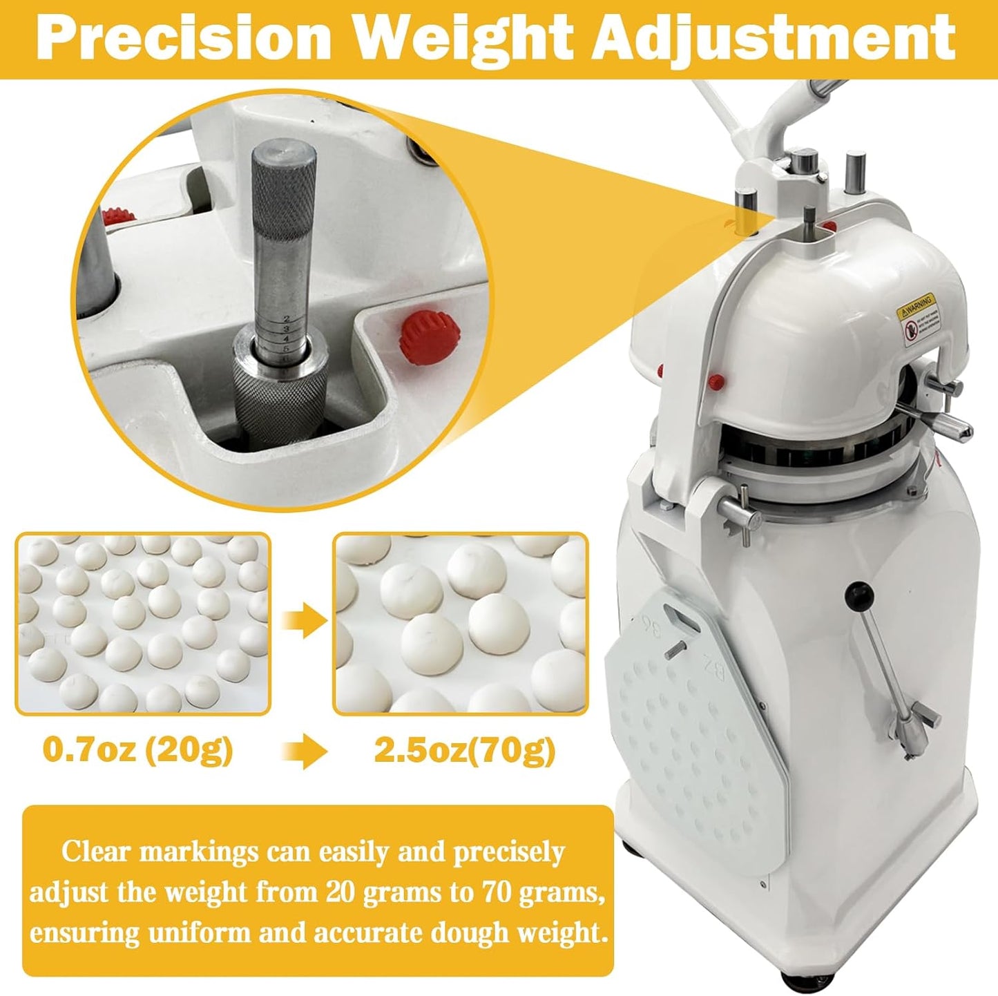 TECHTONGDA Dough Divider Rounder 36pcs Dough Ball Cutter Pizza Roll Ball Forming Machine Electric Dough Cutting and Rounding Machine for Hamburger Bread Pizza Bakery 0.7og-2.5oz