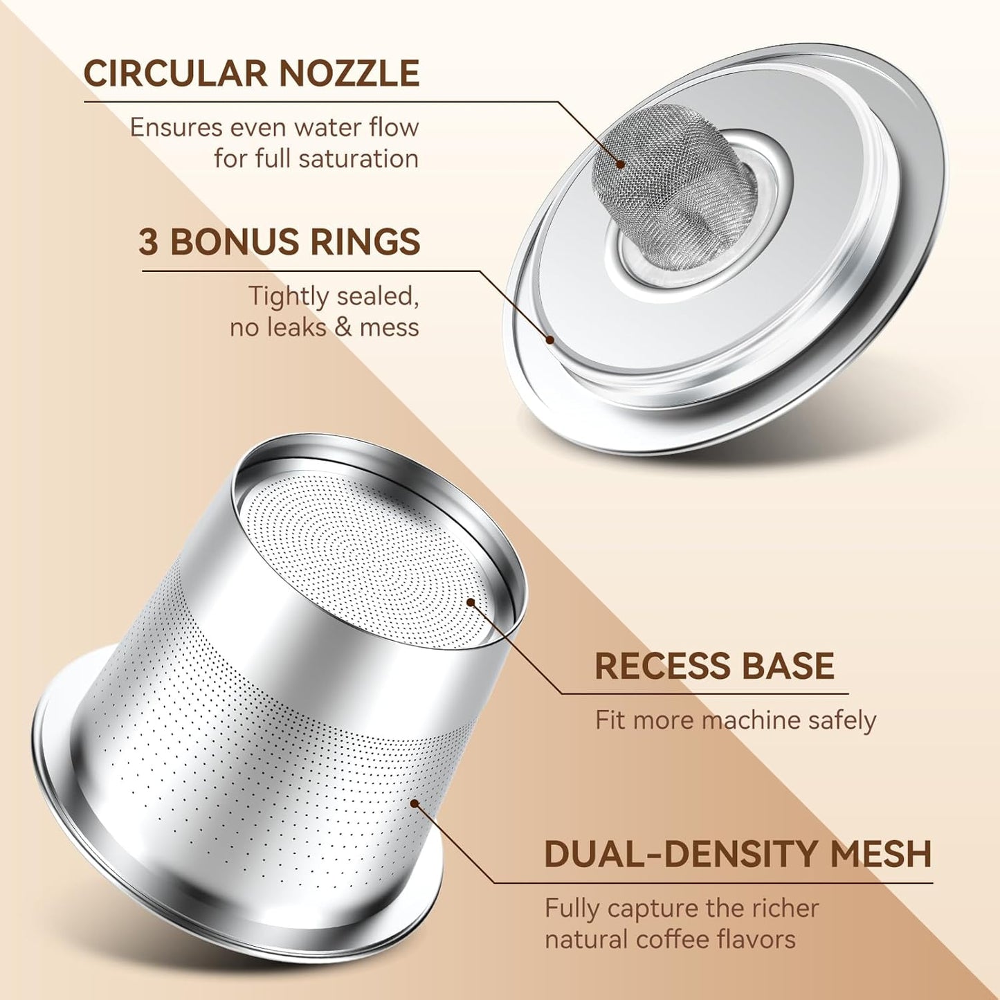 CAPMESSO Reusable K Cups for Keurig 1.0: Stainless Steel Coffee Pod Metal Refillable K Cup - Universal Coffee Filters for Keurig 1.0 Coffee Maker, Eco-Friendly, Innovative Design