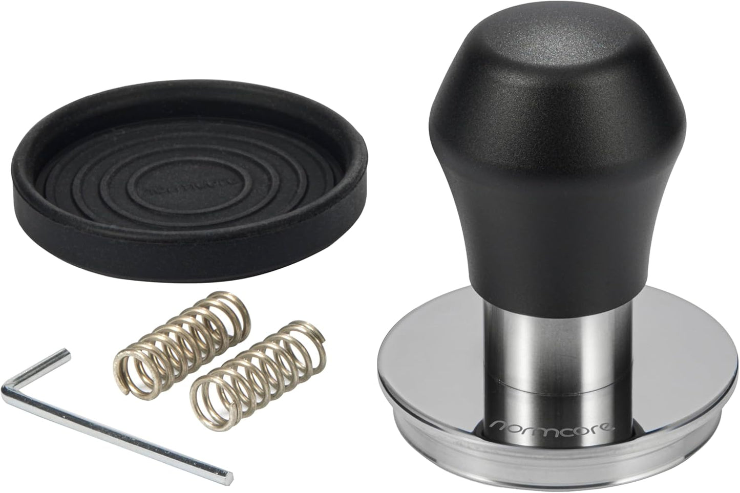 Normcore 53.3mm Espresso Tamper V4.1 Mini, Spring-Loaded Coffee with Click Feedback, Self-Leveling Stainless Steel Flat Baffle, Compatible with Breville Sage 54mm Portafilters, Black