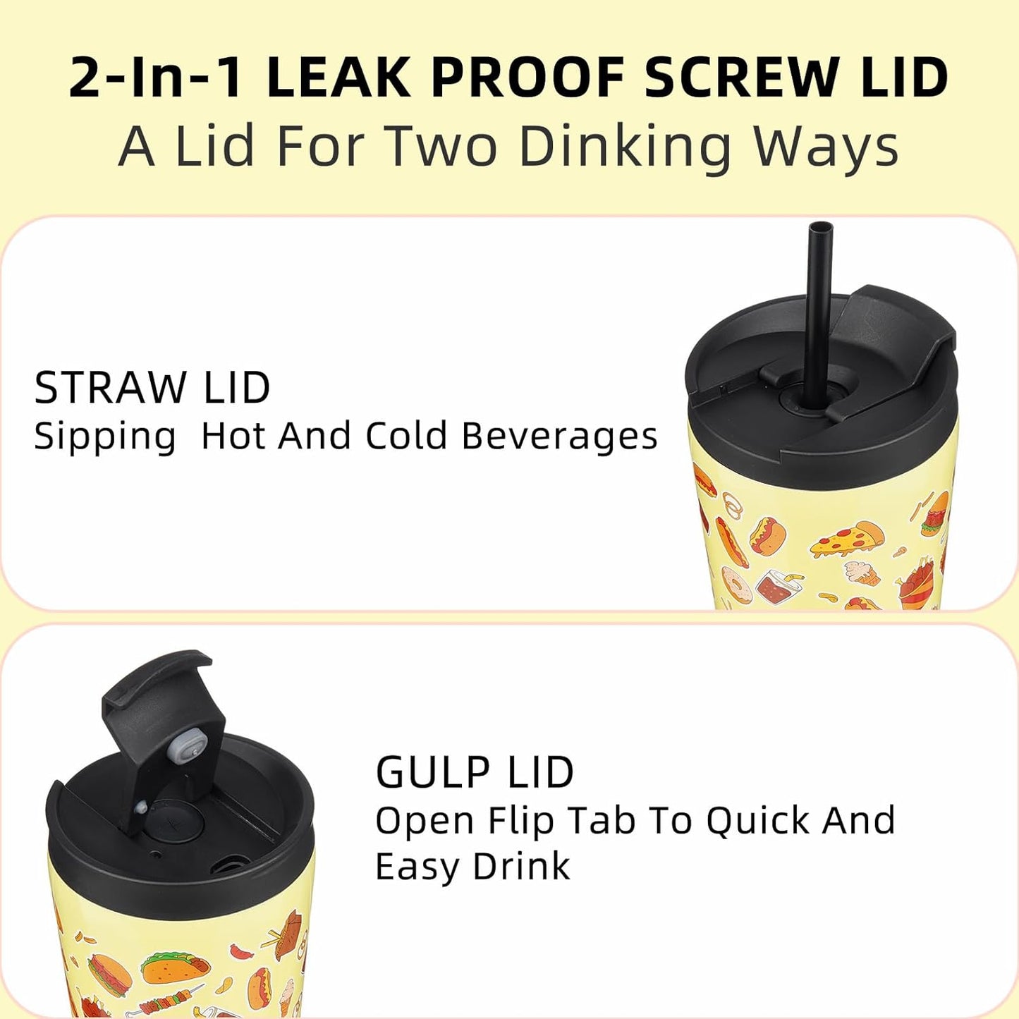 BJPKPK 18oz Tumbler With lid And Straw Stainless Steel Travel Coffee Mug Insulated Tumblers Cups,Yummy