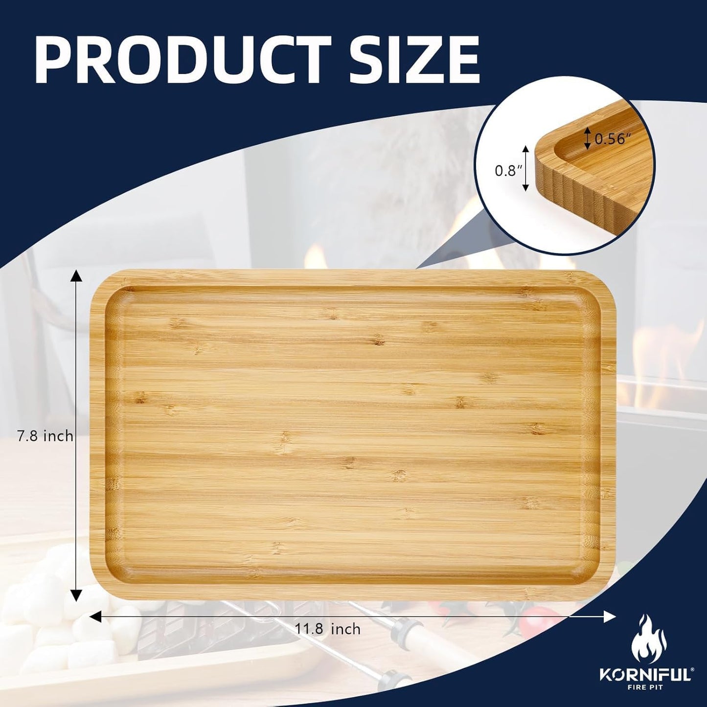 Bamboo Serving Tray 2 Pack ? Trays for Serving Food in Bed Couch Kitchen or Patio ? Rectangular Wooden Platters for Meals Snacks or Decor ? TV Trays Set for Dinner or Party or Tabletop Fire Pit